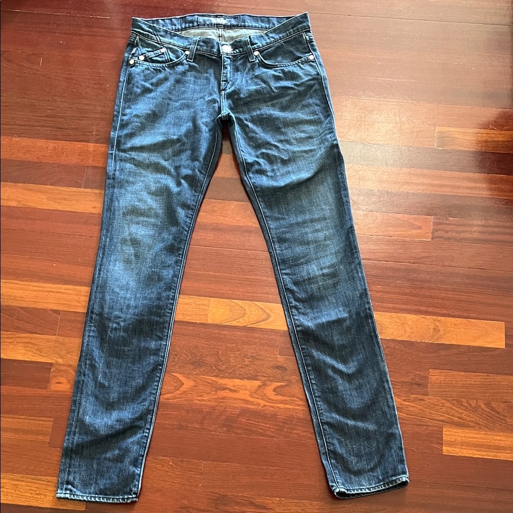 Womens 29 Rock & Republic Berlin dark blue long loose skinny jeans